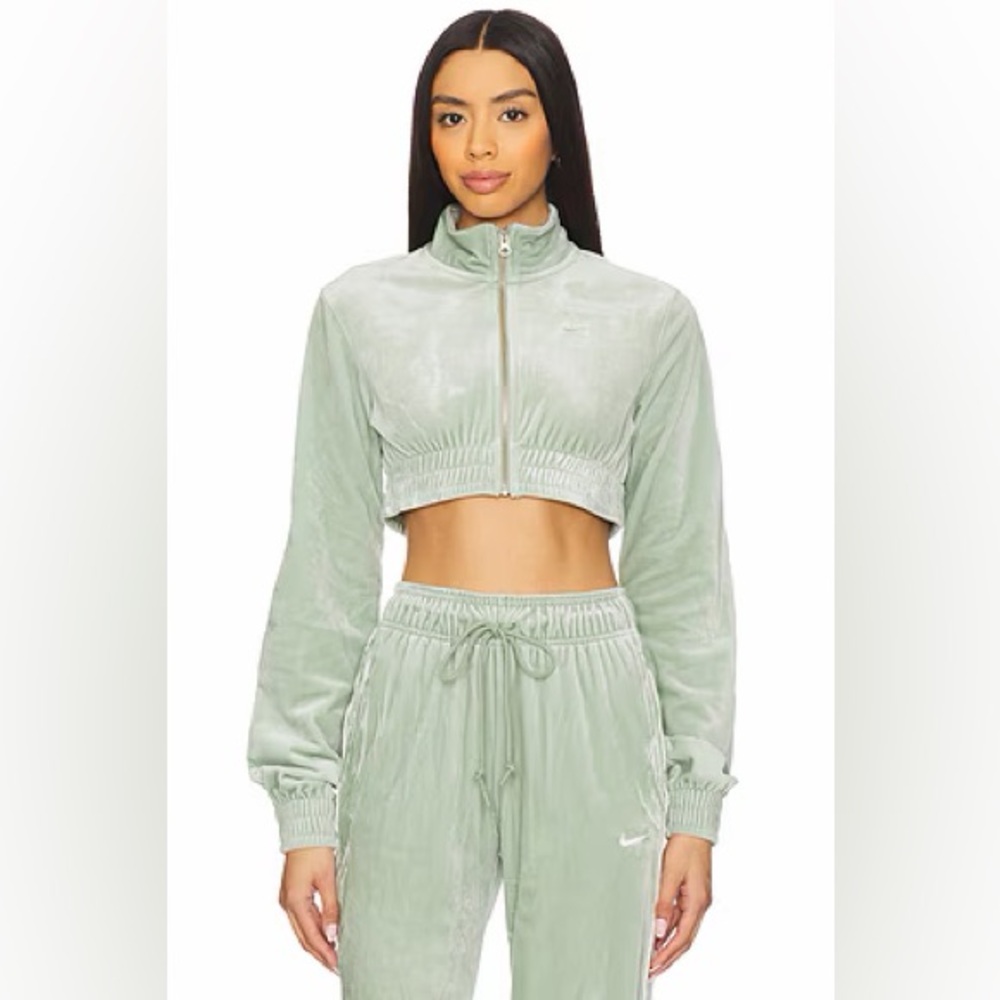 Nike Velour Full-zip Top in Jade Horizon & Sail